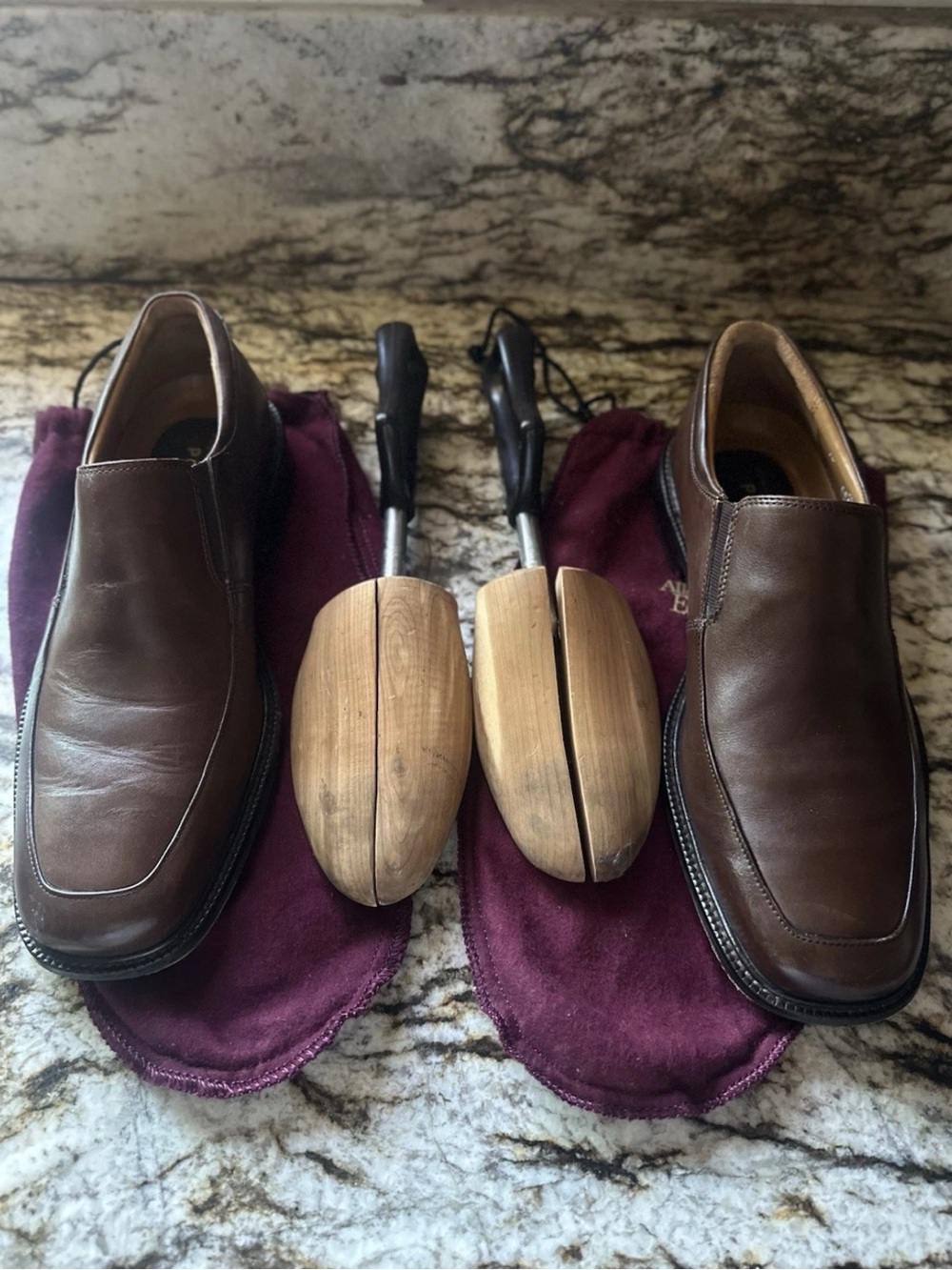 Bostonian 2POD Comfort Brown Leather Slip On Loafers Men's 10 M + Trees